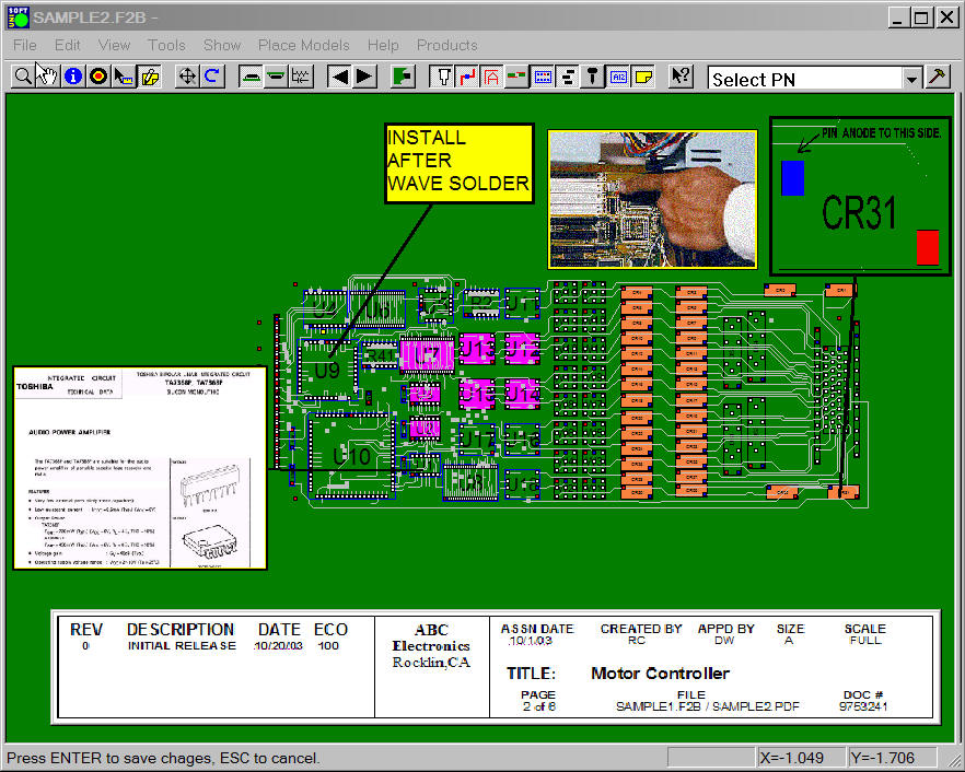 Assembly and process sheets for PCB also process steps first piece inspection from Gerber or any CAD such as IPCD356, Gencad, Fabmaster, Allegro, Altium, Pads, Orcad, Mentor Graphics, Protel, Pcad, Tango, etc.